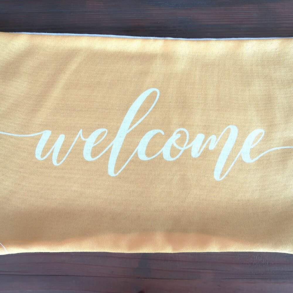 Meekio Yellow Welcome Lumbar Pillow Cover 12" x 19"